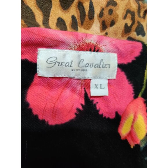 Great Cavalier XL Womens Jacket Vintage Floral Leopard Print Y2K 90s Maximalist - Picture 8 of 12